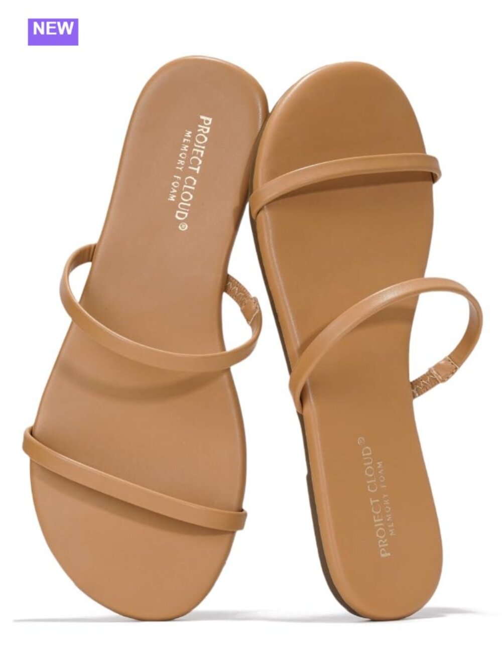 Women's Flat Slide Sandals Memory Foam Slip On Flip Flops Flexible Comfort